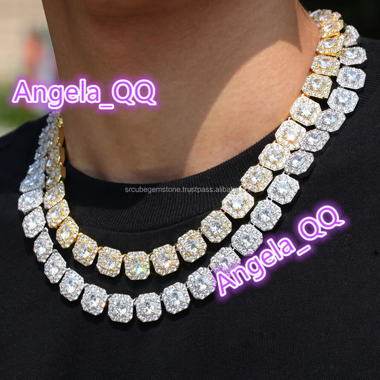 Iced Out Diamond Vvs Tennis Chain Diamond Necklace Hip Hop Tennis Chain Hip Hop Necklace Iced Out Necklace Mens Jewelry