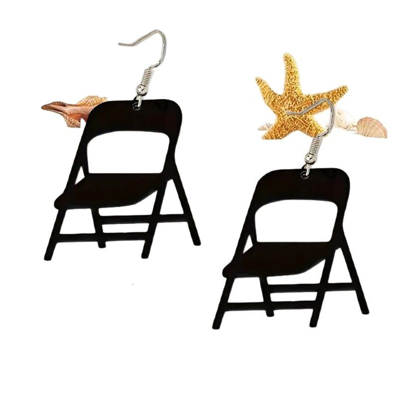 New Mirror-Reflecting Fun Simulation Folding Chair Acrylic Earrings Fashion Accessories