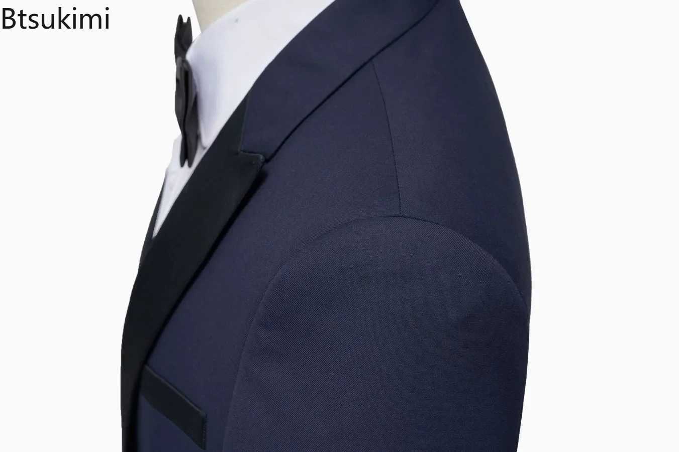 2025 Mens British Style Slim Suits 2PCS Sets Blazers Jacket and Pants Male Business Gentleman Dress Suits Wedding Host Costumes X250704
