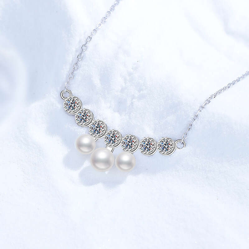 S925 Pure S925ier FreS925hwater Pearl S925mile Collarbone Chain Elegant VerS925atile MoiS925S925anite Necklace for Women eee