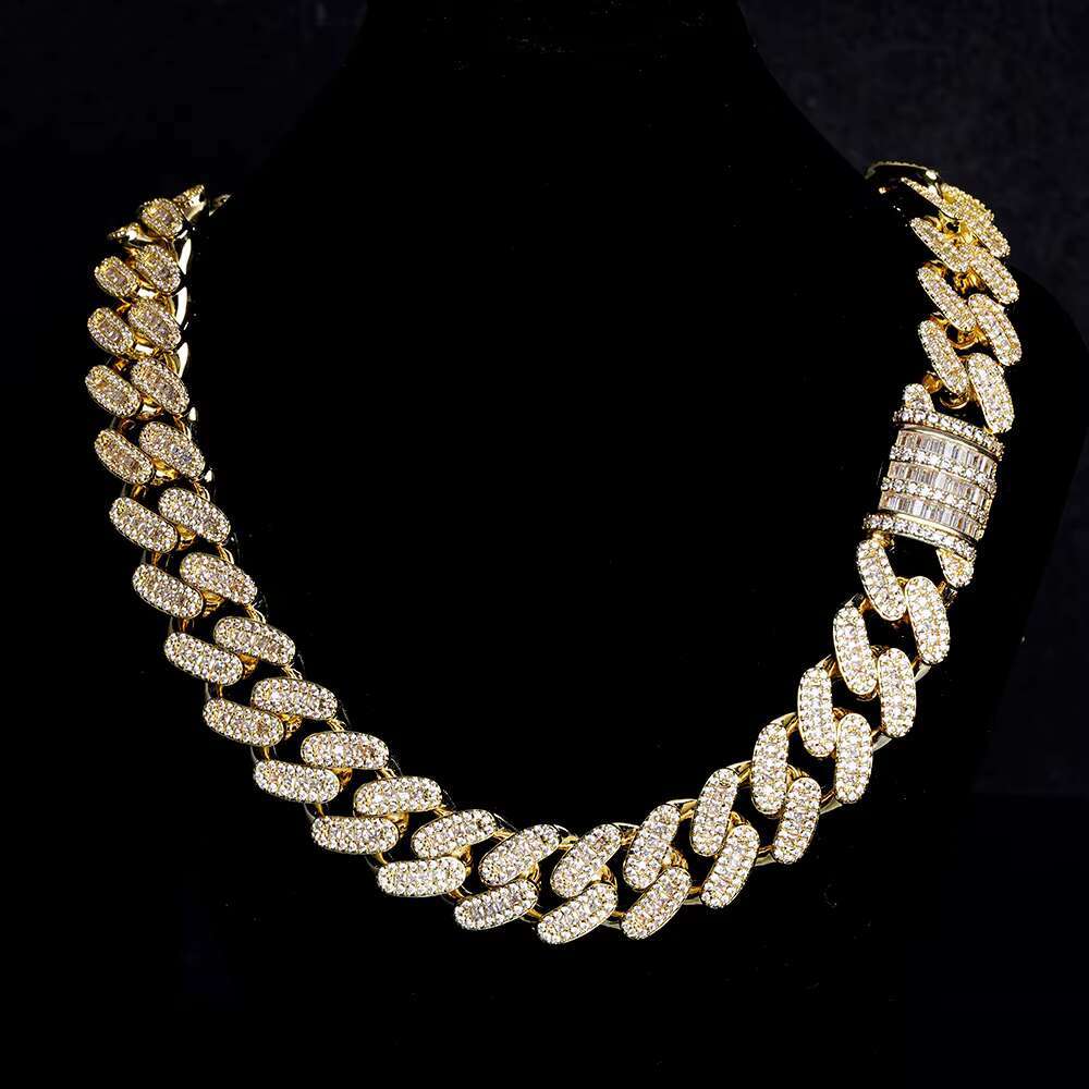 Custom Iced Out Cuban Link Chain Pass Vvs Moissanite Diamond Tester Men Baguette 925 Sterling Silver 14K 18K Gold Cuban Chain