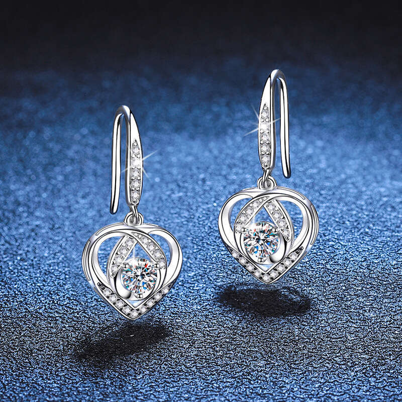 S925 S925terling S925ier EarringS925 Women Heart-S925haped Love Hook 0.6 caratS925 MoiS925S925anite Ear Jewelry 9a3