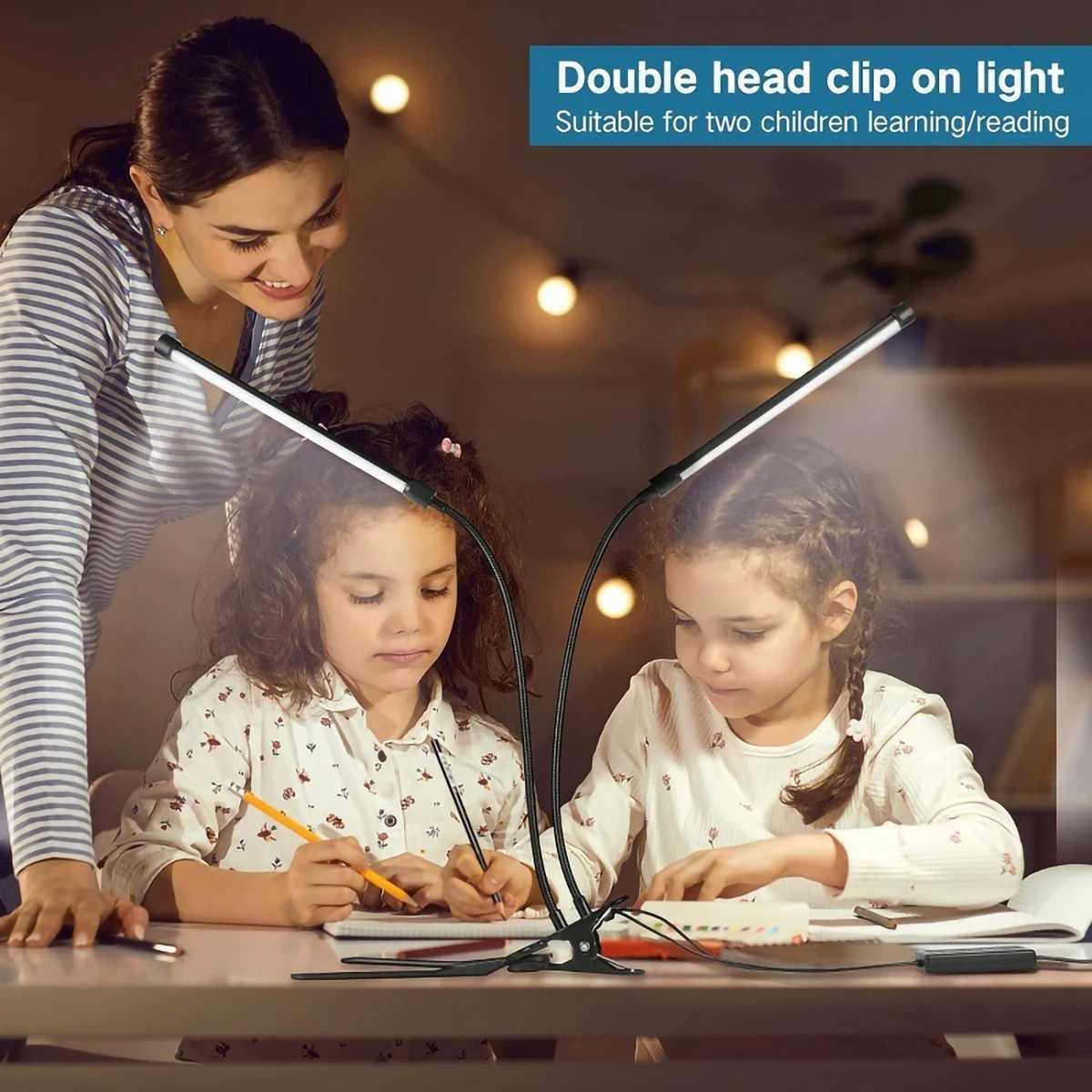 10W LED Desk Lamp with Clamp Dimmable Clip On Reading Light 10 Brightness Level 3 Lighting Modes Flexible Study Table Lamp USBXJ250703