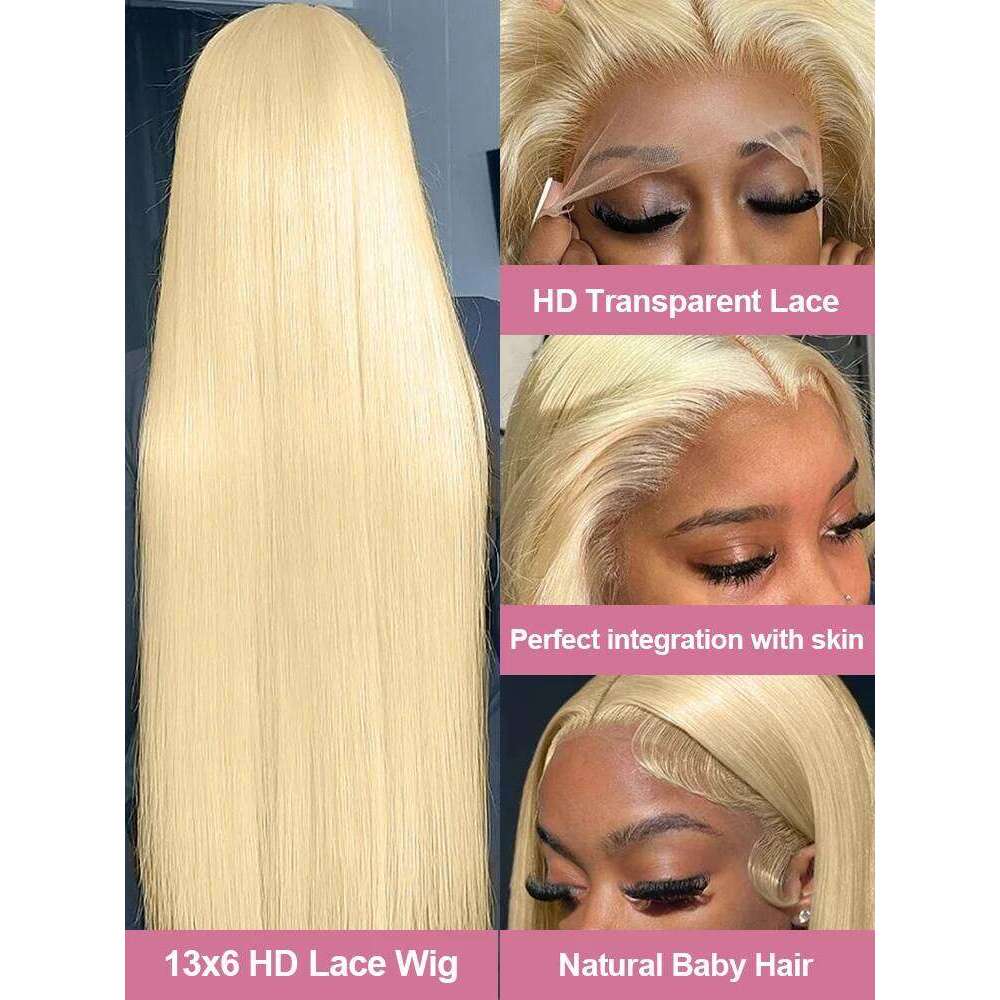 40Inch 613 Honey Blonde 13x6 Frontal Wig Lace Front Brazilian Bone Straight 13x4 Human Hair Wigs For Women