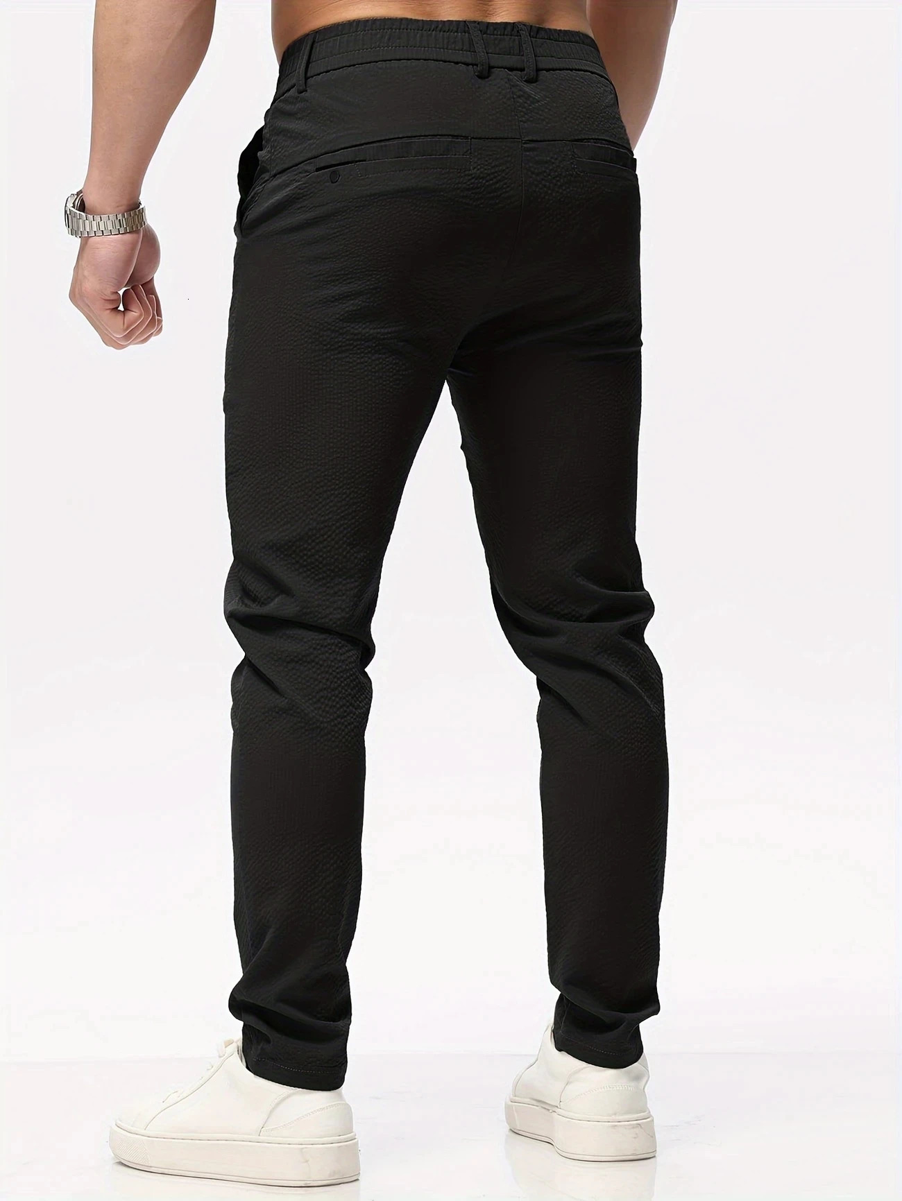 Male Pants Stretch Solid Black Smart Casual Mens Trousers Office Quick Dry Suit Pants Spring Summer Korean Straight Pants 250704