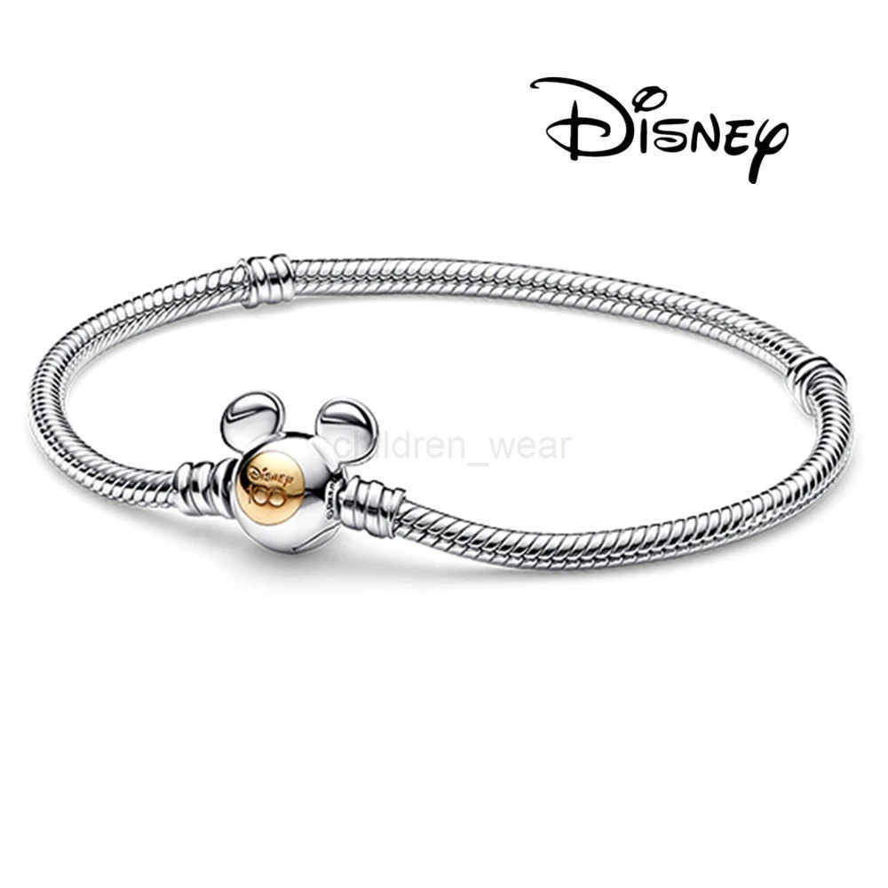 Disney Suitable for Disney 2024 New Mickey Mouse Button Instant Snake Chain Bracelet Accessories Lady Jewelry Gifts W20250725