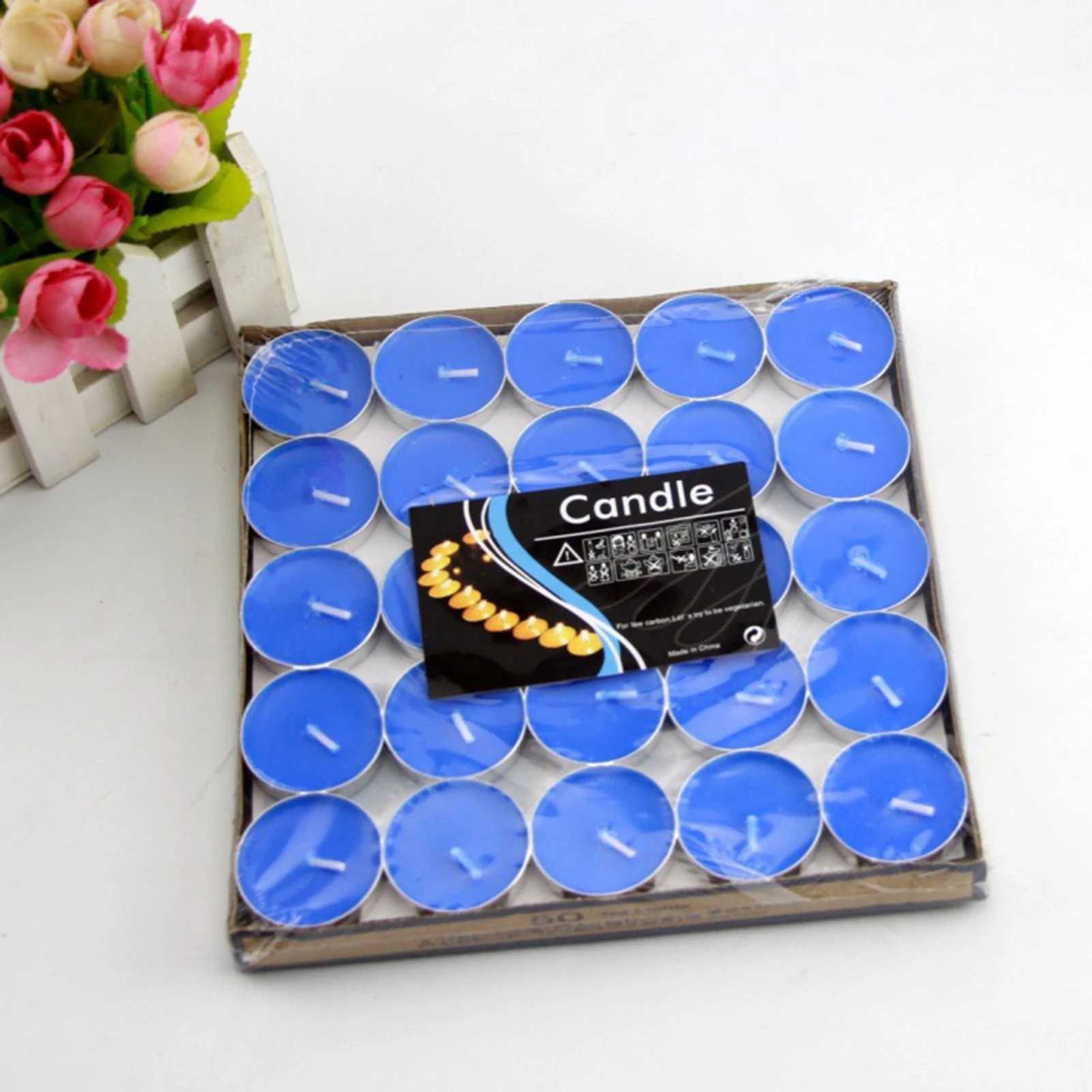 50Pcs Flameless Tea Lights Long Lasting Paraffin Tea Candles for Bedroom Indoors Night W250704