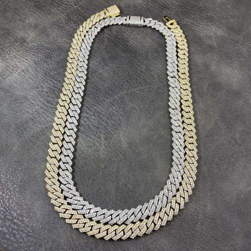 Micro Pave 5A Cubic Zirconia CZ Iced Out Bling 10mm Zircon Chunky Cuban Prong Link Chain Necklace Jewelry for Men Women