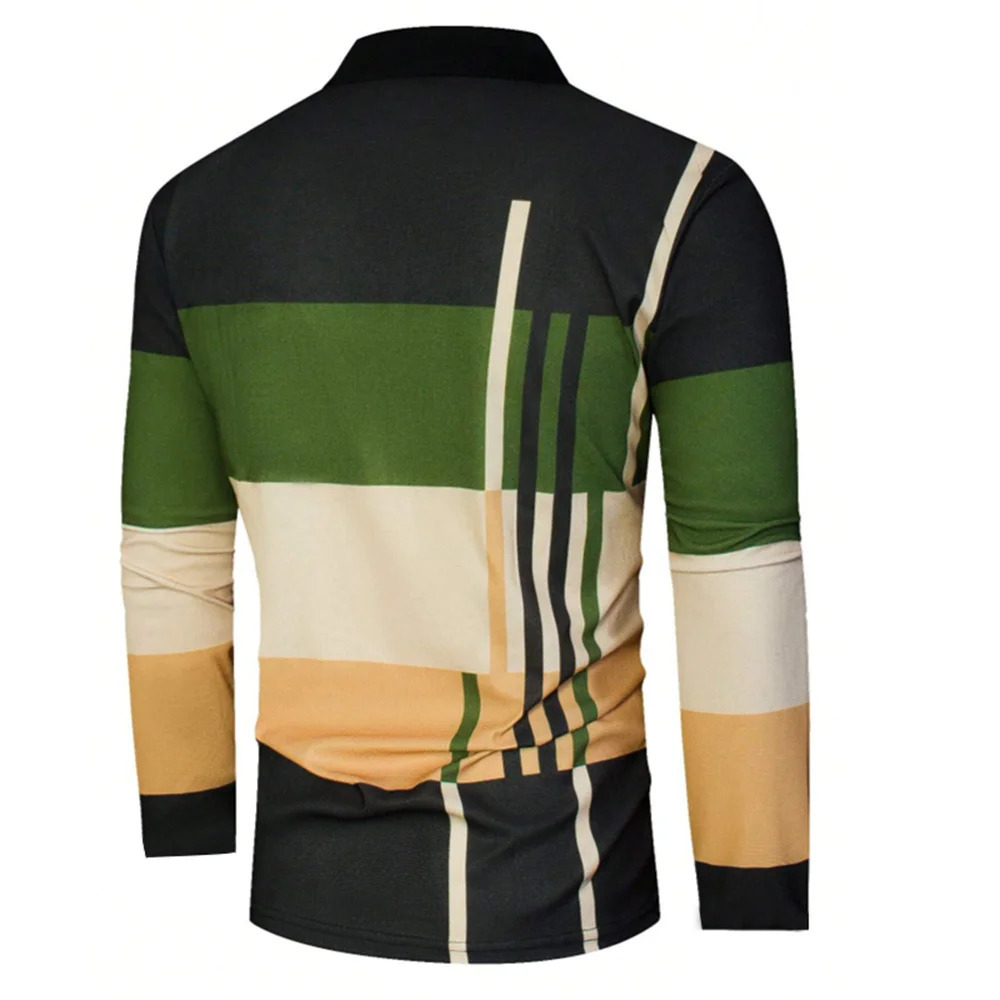 Spring Mens Polo Shirt Long Sleeve Stand Basic Blouse Tee Shirt Top Casual T-shirt Men Shirt 250704
