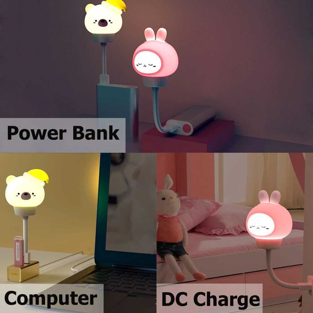 USB Cartoon Cute Night Light With Remote Control Babies Bedroom Decorative Feeding Light Bedside Table Lamp Xmas Gifts For Kids XJ250703