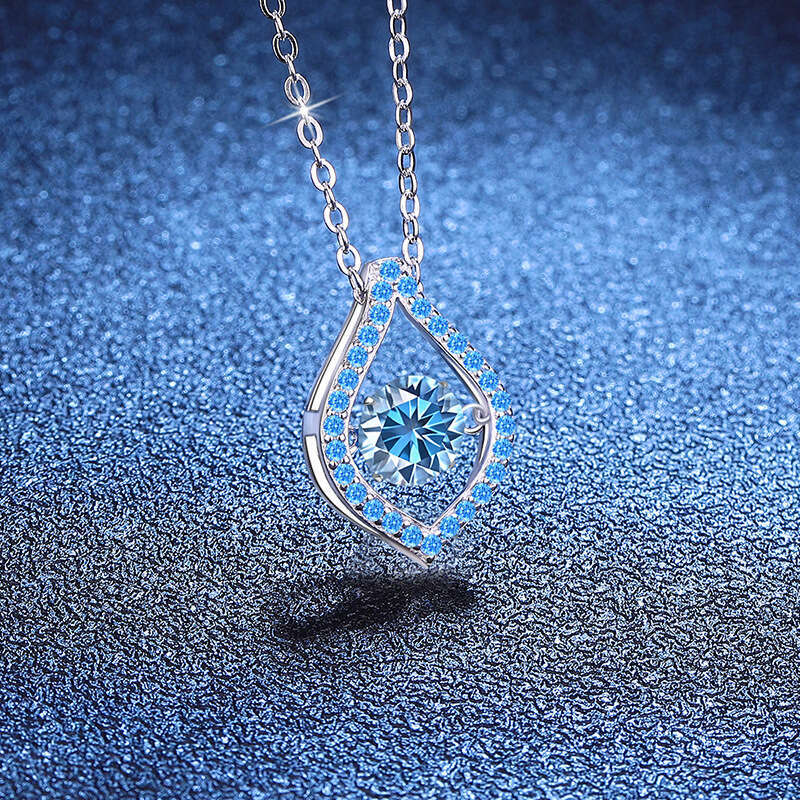 S925 Pure S925ier Dynamic Klein Korean VerS925ion Pendant D Color 1 caratS925 MoiS925S925anite Necklace for Women f12
