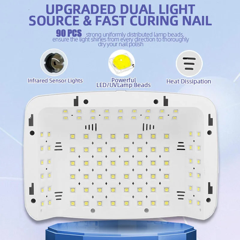 90LEDS UV LED Lamp For Nail Manicure 380W Professional Gel Polish Drying Lamps With Hand Pillow Wear High-power Nail Dryer 250627