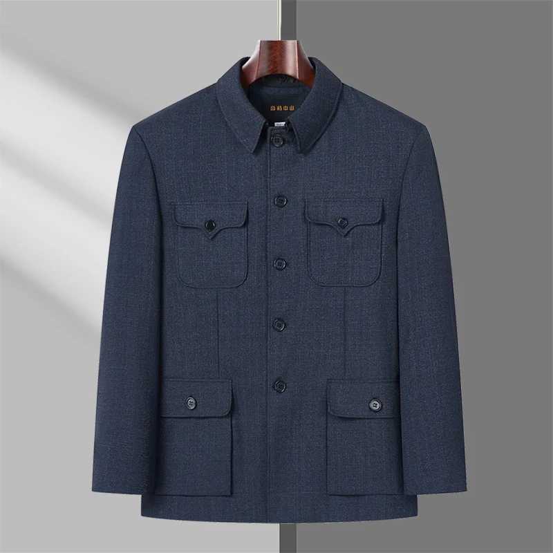 Men Sun Yat-sen Suit Gray Zhongshan Suit Twinset Traditional Chinese Two-Piece Ensemble Mao Tunic Coat and Pants 2pcs Outfits X250704
