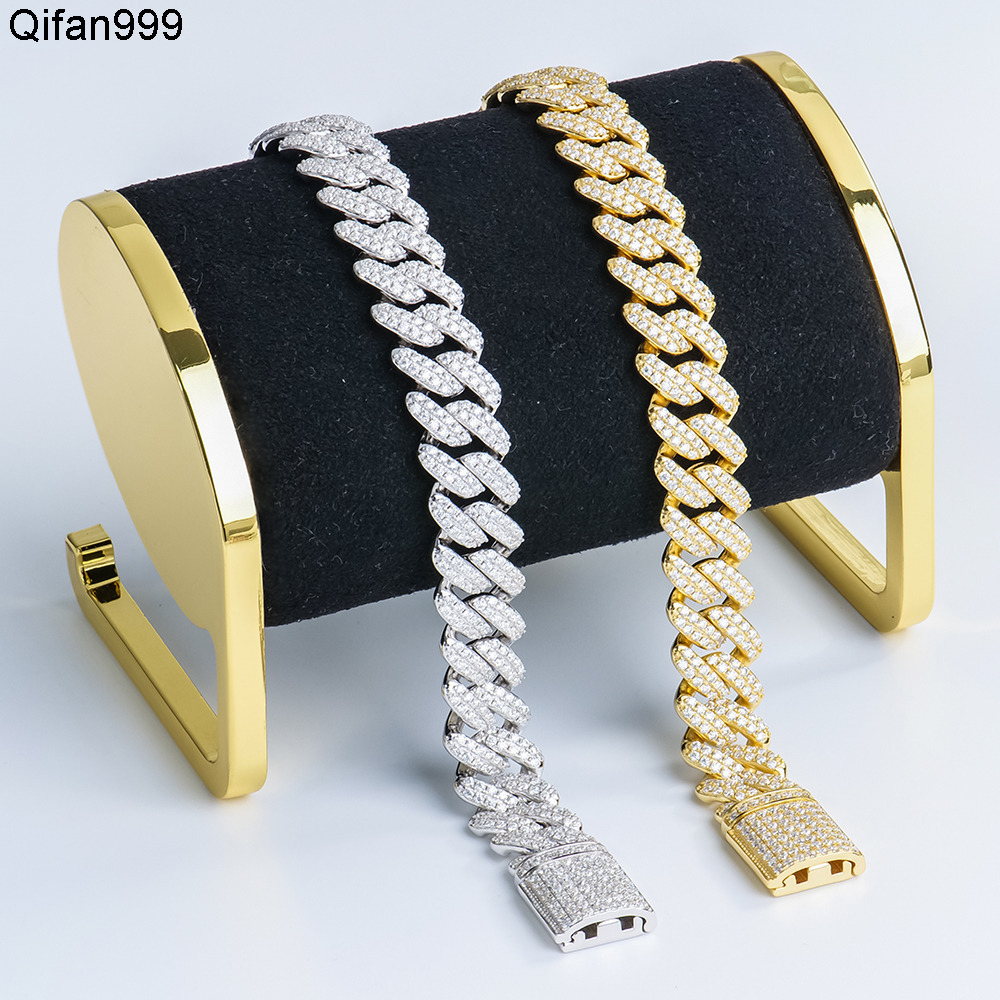 High Quality 925 Silver Moissanite Jewelry Rhombic Style Cuban Bracelet for Man