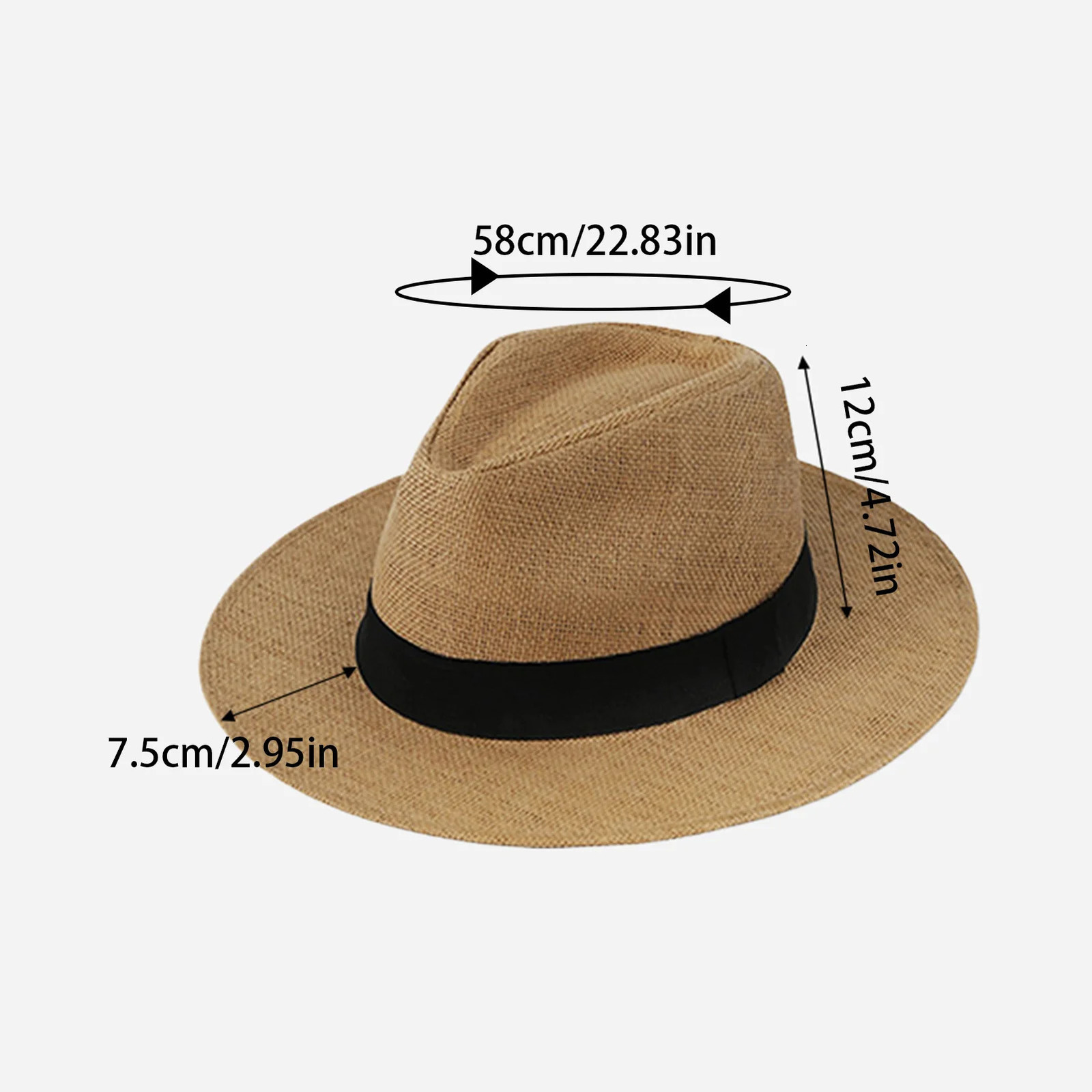 Fashion Summer Casual Unisex Beach Trilby Large Brim Jazz Sun Hat Panama Hat Paper Straw Women Men Cap With Black Ribbon 250701