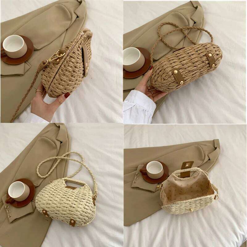 Summer Fashion Women Straw Vacation Beach Female Rattan Shoulder Crossbody Bag Design Small Ladies Woven Handbag
