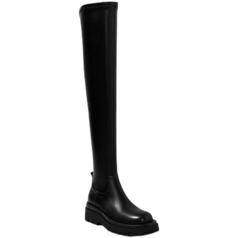 New Womens Stretch Over-the-Knee Boots Slim-Fit Thigh-High Riding Shoes Chunky Wedge Heel Elastic Equestrian Footwear for Ladies Z250704