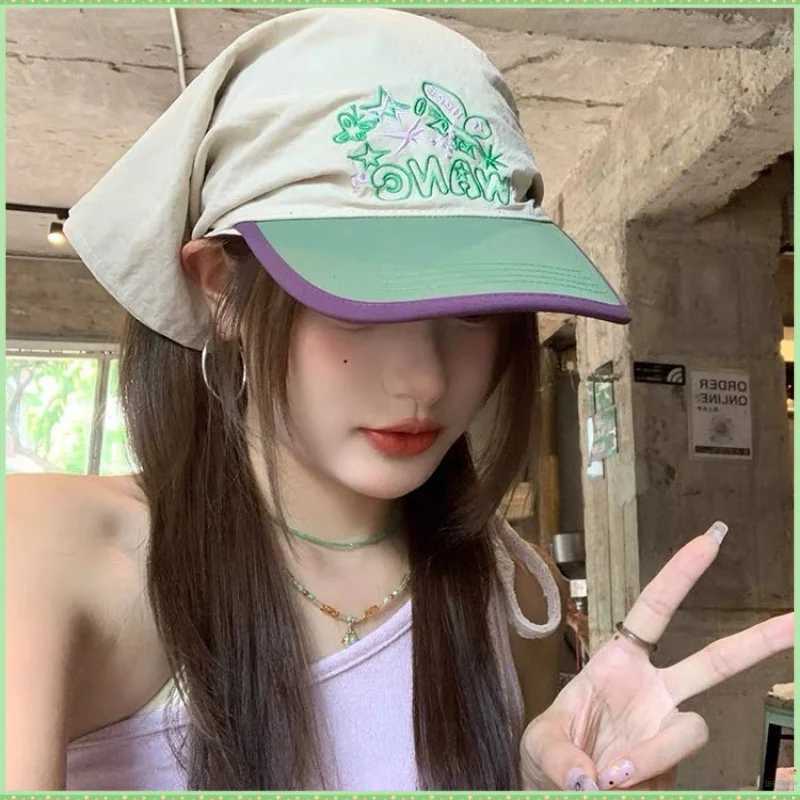 Korean Niche Letter Color Blocking Outdoor Quicking-dry Wens scarf Baseball Cap Duck Tongue Cap Summer Beach Sunshade Cap X250704