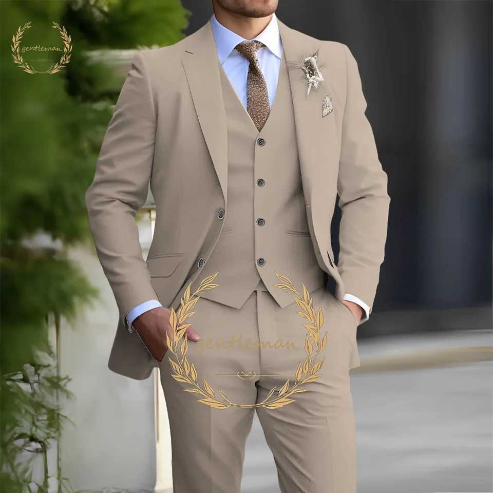Mens Classic Suit 3 Piece Set Slim Fit Blazer Vest Pants Formal Business Wedding Dress Casual Clothing Fashion X250704