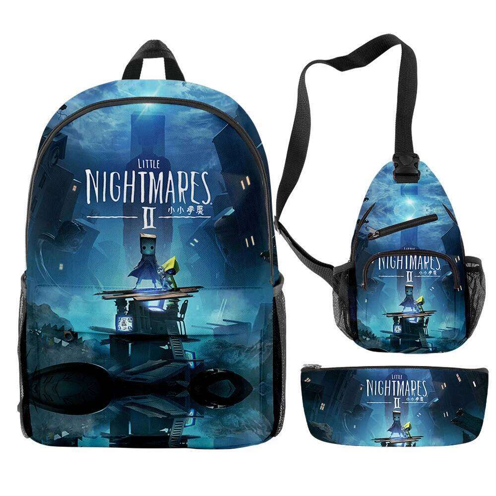 Fashion Novelty Cool Little Nightmares 2 3D Print 3pcs/Set pupil School Bags Travel Laptop Backpack Chest Bag Pencil Case