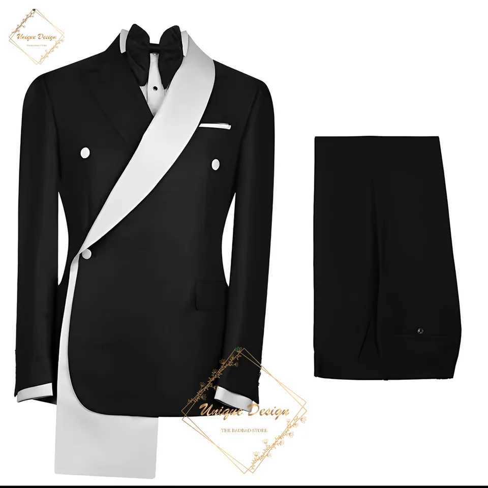 2-Piece Slim Fit One Button Black Jacket Pants Tuxedos for Men Stylish Prom Wedding Dinner Formal Attire X250704