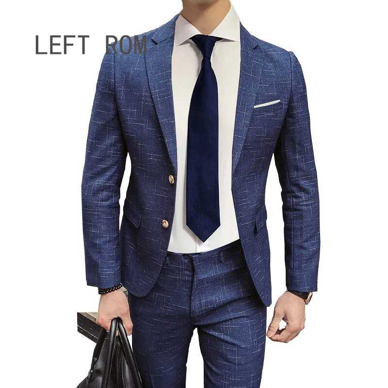 2-Piece Set Jacket + Pants / Fashion Boutique Plaid Formal Business Mens Slim Suit Groom Wedding Dress Blazer and Pants X250704