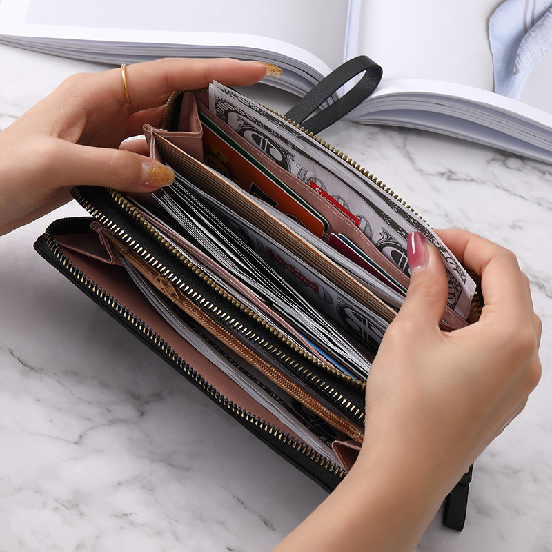 Free Shipping Designer Bag Korean Style Wallet For Women Long New Double Zipper High-end Solid Color Simple Clutch Bag Large Capacity Women's Wal