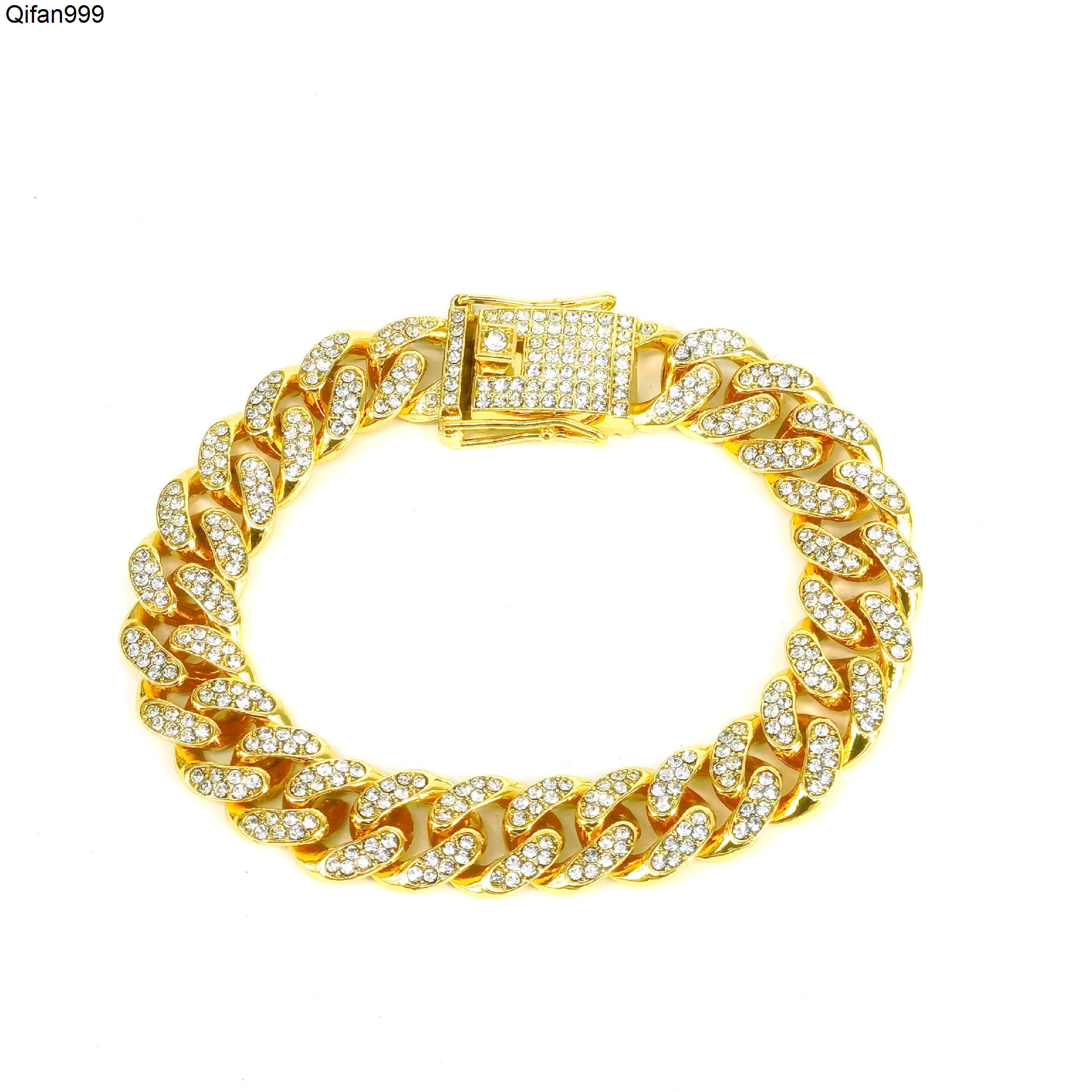 12mm Wide Bracelet Hip Hop Jewelry Fashion Miami Cuban Chain Bracelet Iced Out Diamond Bracelet