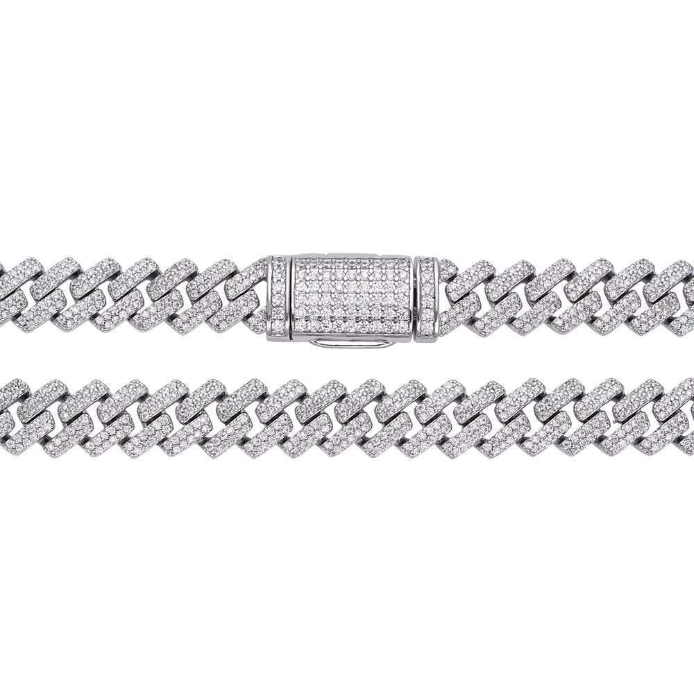 Hot Selling Fashion Hip hop Jewelry 8mm Iced Out VVS Moissanite Diamond Miami Cuban Chain Necklace