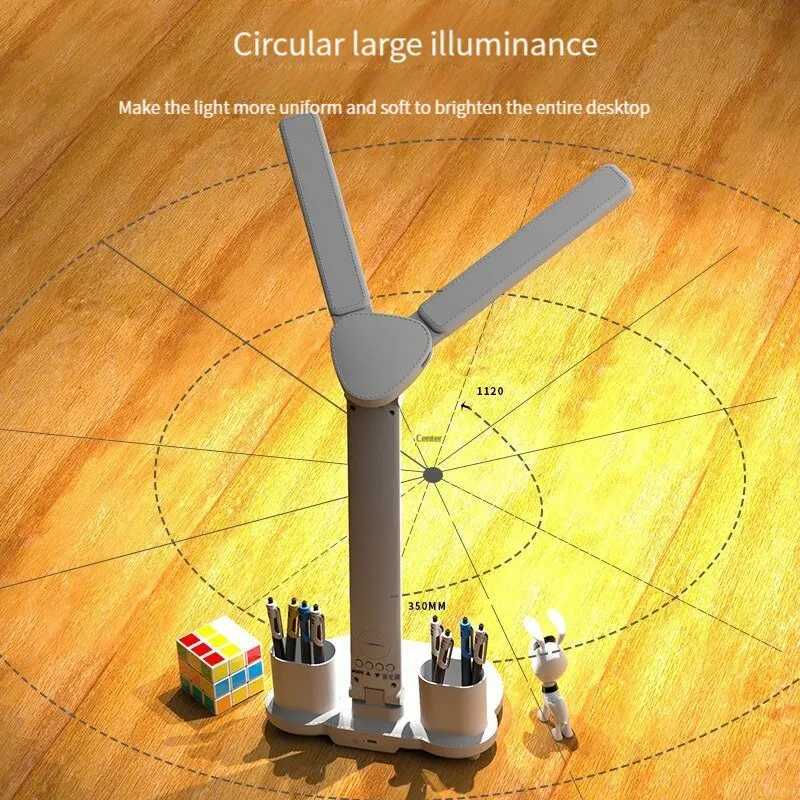 LED Clock Desk Lamp USB Rechargeable/Plug-in Dimmable Desk Lamp 2 Heads 180 Rotatable Foldable Eye Protection Reading Night Light XJ250703