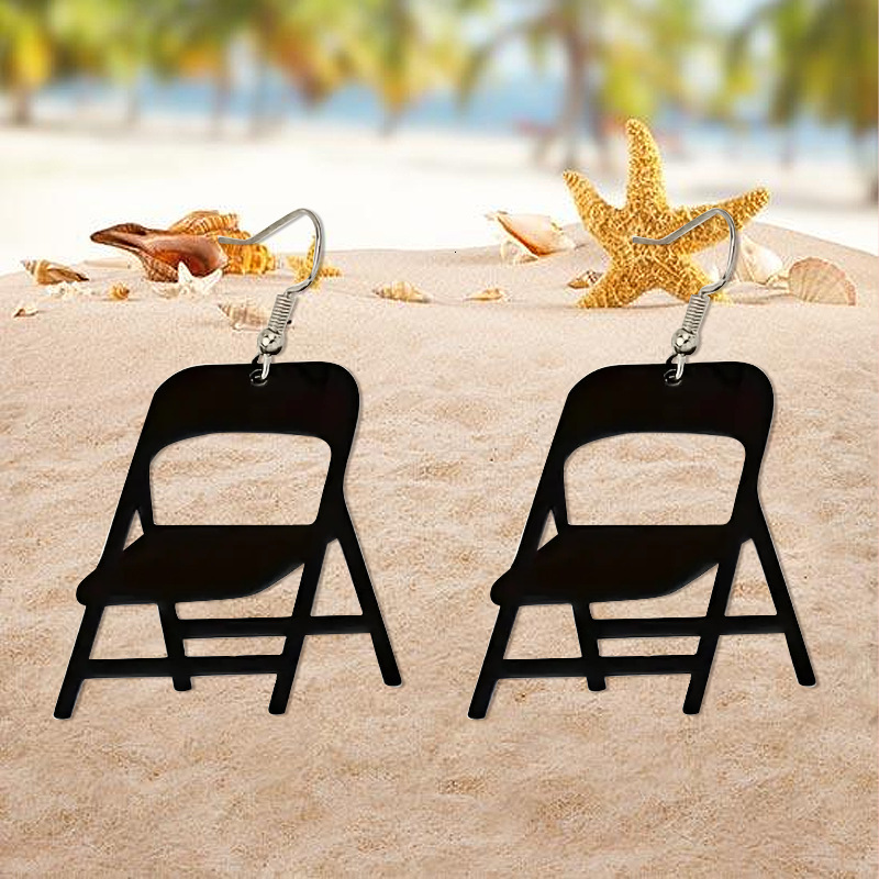 New Mirror-Reflecting Fun Simulation Folding Chair Acrylic Earrings Fashion Accessories