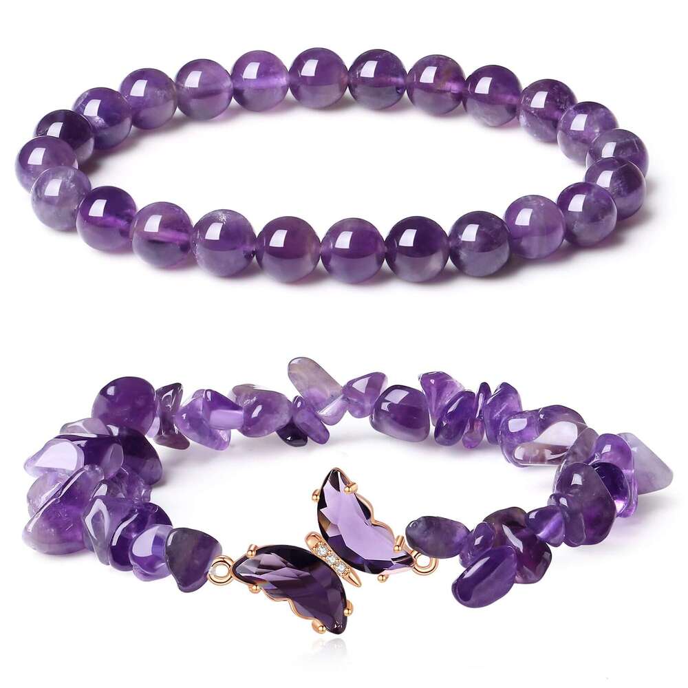 Designer New Fashion Simple Butterfly Accessories Natural Crystal Beaded Stone Bracelet Set