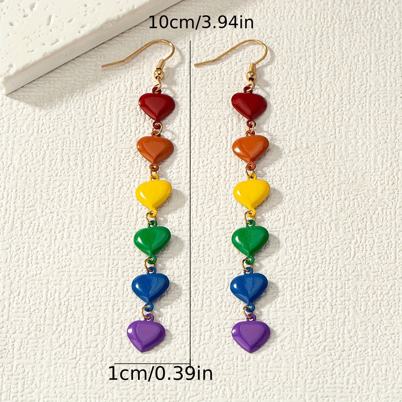 A Pair Of Elegant Multicolor Heart Pendant Necklaces For Women Party Wedding Banquet Performance Independence Day Gift