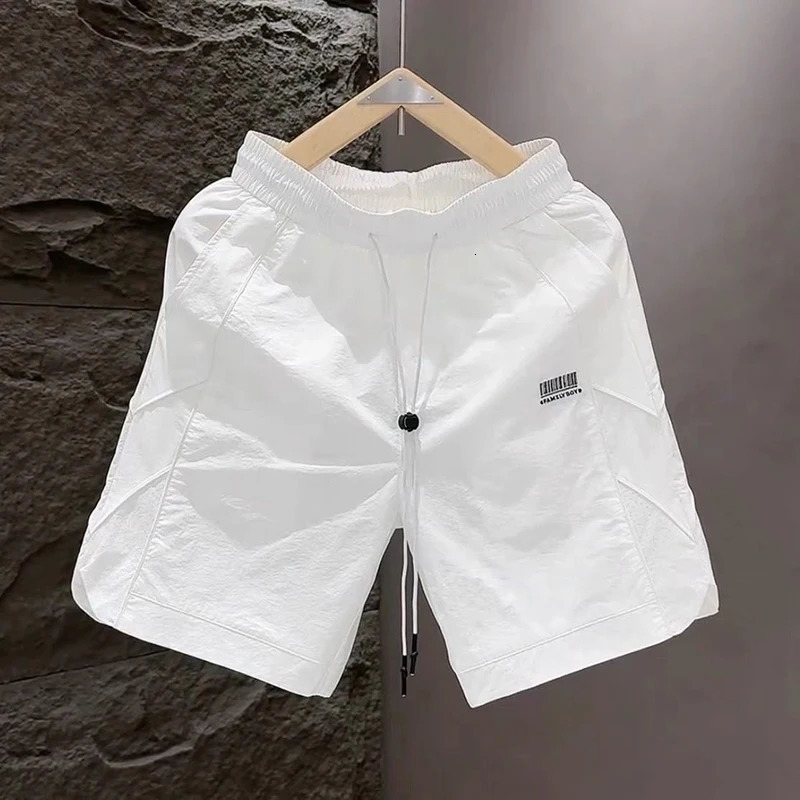 Fashion Elastic Pockets Spliced Embroidery Casual Shorts Mens Clothing Summer Loose Allmatch High Waist Beach Shorts 250704