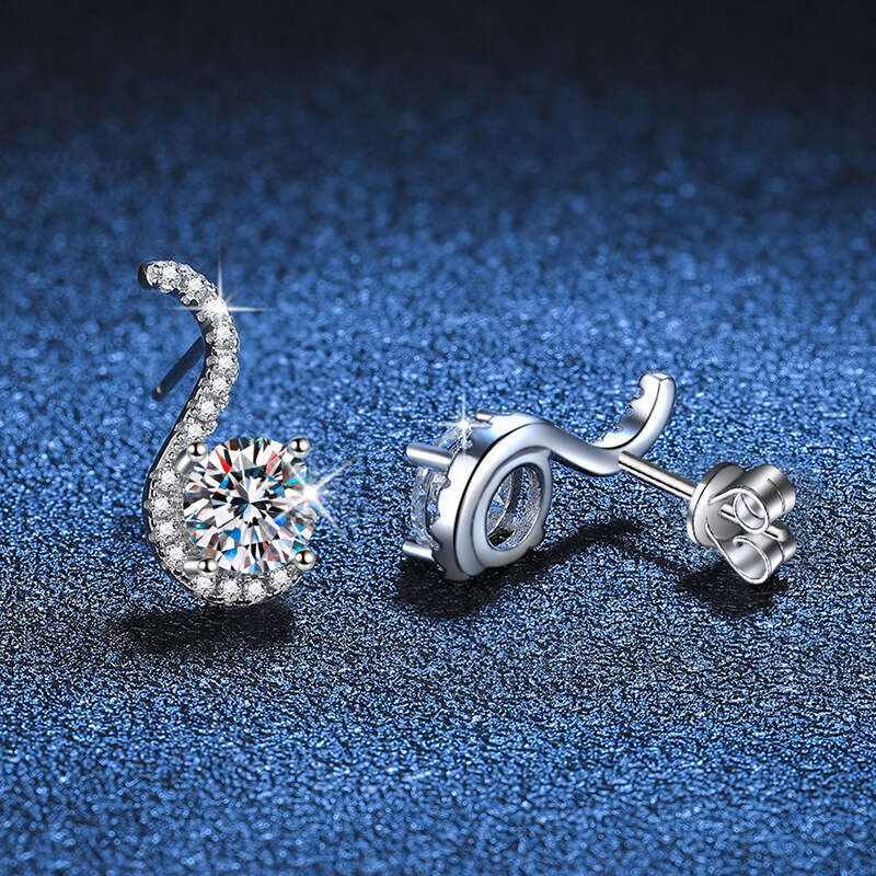 S925 Pure S925ier S925tudS925 S925-S925haped Light S925imple One caratS925 MoiS925S925anite S925tud EarringS925 for Women 25a