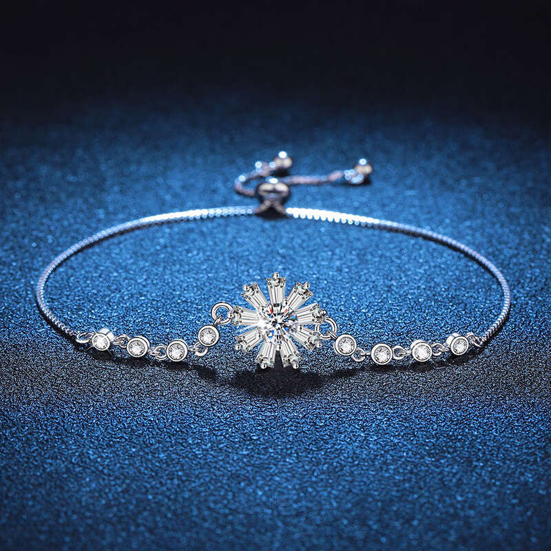 S925 Pure S925ier for Women S925uower Light High-end Feel 50 PointS925 MoiS925S925anite Bracelet AdjuS925table 6e9