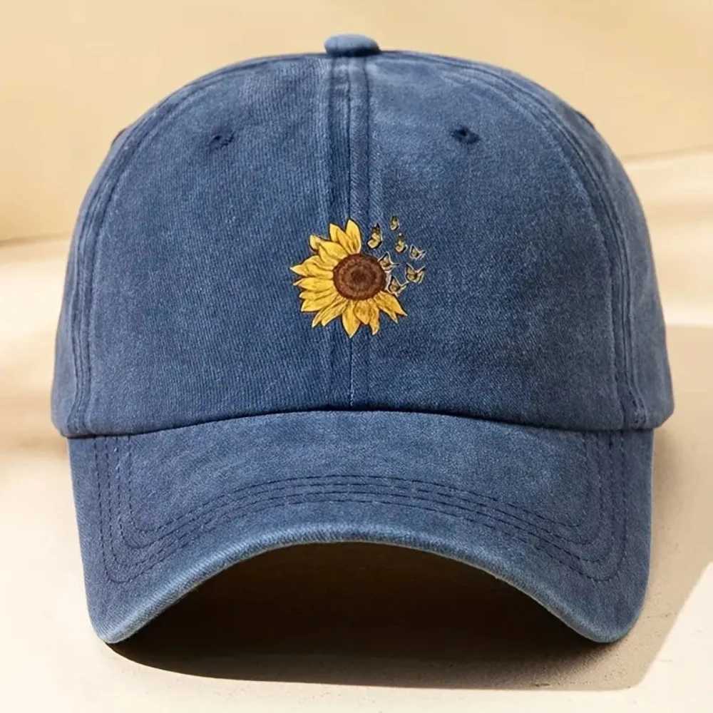 Flower Hat Washing Printing Sunshade Outdoor Cap Duck Tongue Cap Men Wens Solid Color Suower Denim Cap X250704