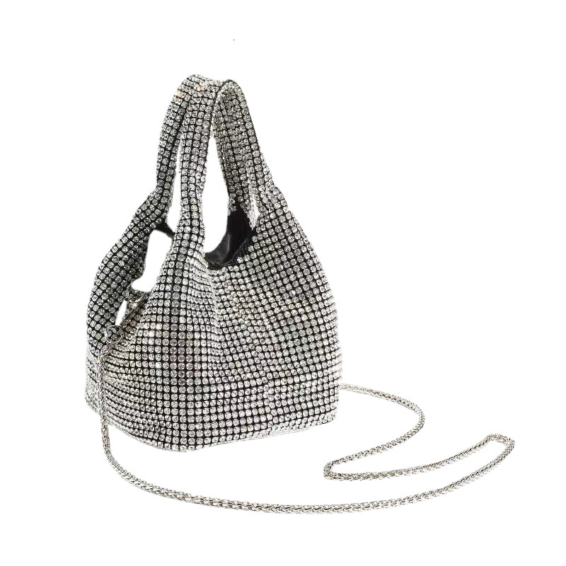 2025 Designer Women's Super Bright Diamond Bag New Shiny High End All Diamond Bucket Bag Slanted Tank Top Bag Handbag