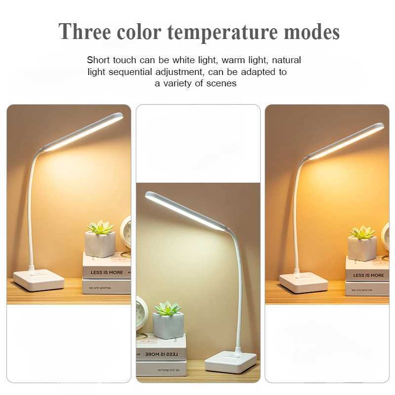 LED Reading Light Foldable Desk Lamp USB Rechargeable Touch Control Dimmable Light Eye Protection Study Book Learning Desk LampXJ250703