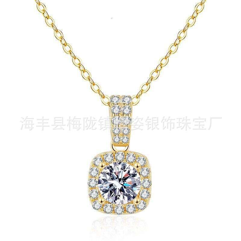 S925 S925terling S925ier Pendant ClaS925S925ic S925quare for Women D Color MoiS925S925anite Necklace f50