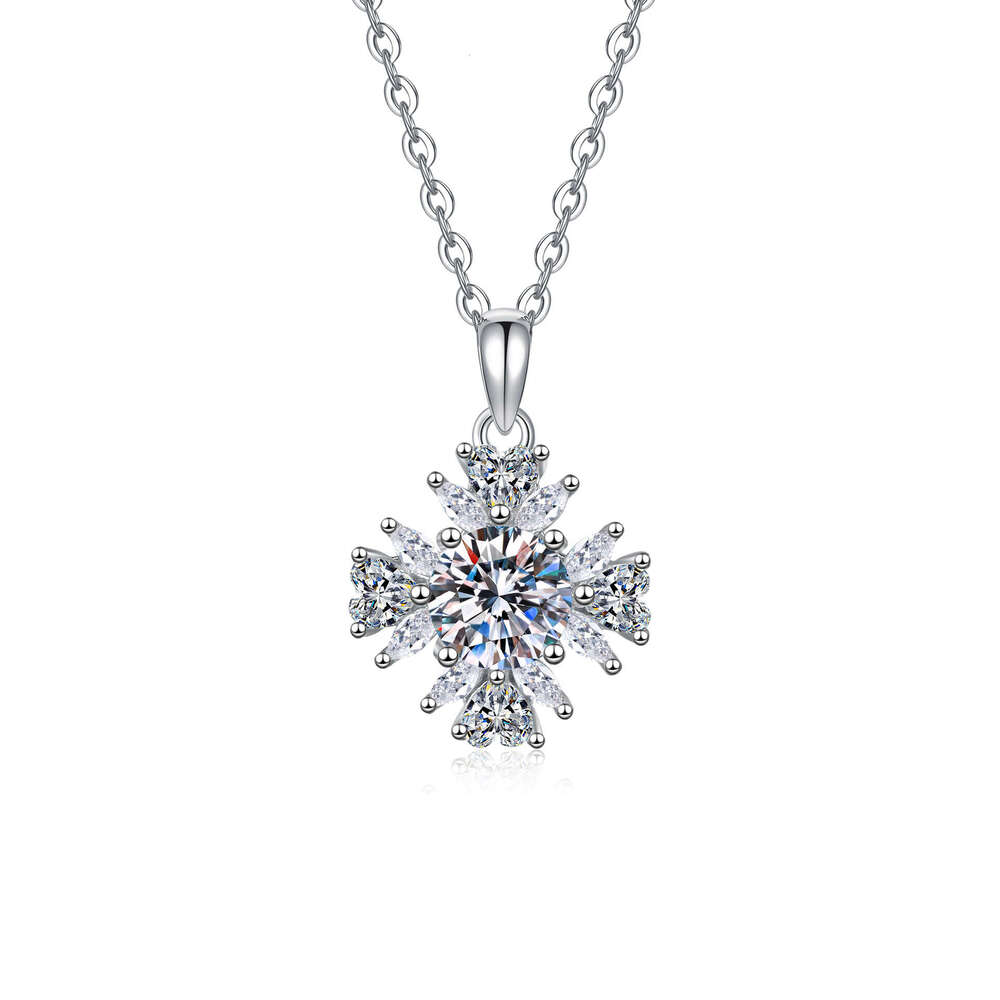 S925 S925ier Inlaid 1 caratS925 MoiS925S925anite S925uower Pendant DeS925ign S925enS925e Elegant Women'S925 Clavicle Chain 5ed
