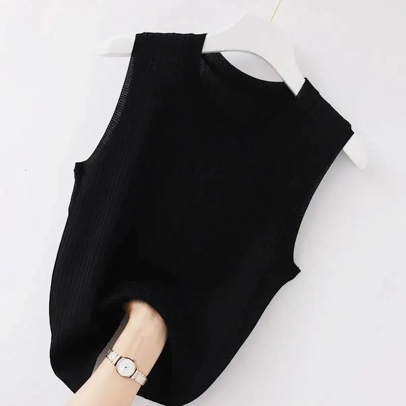WTEMPO Women Comfortable Solid Color Camisole Laides Summer Bottoming White Short Knitted Sleeveless Top 250704