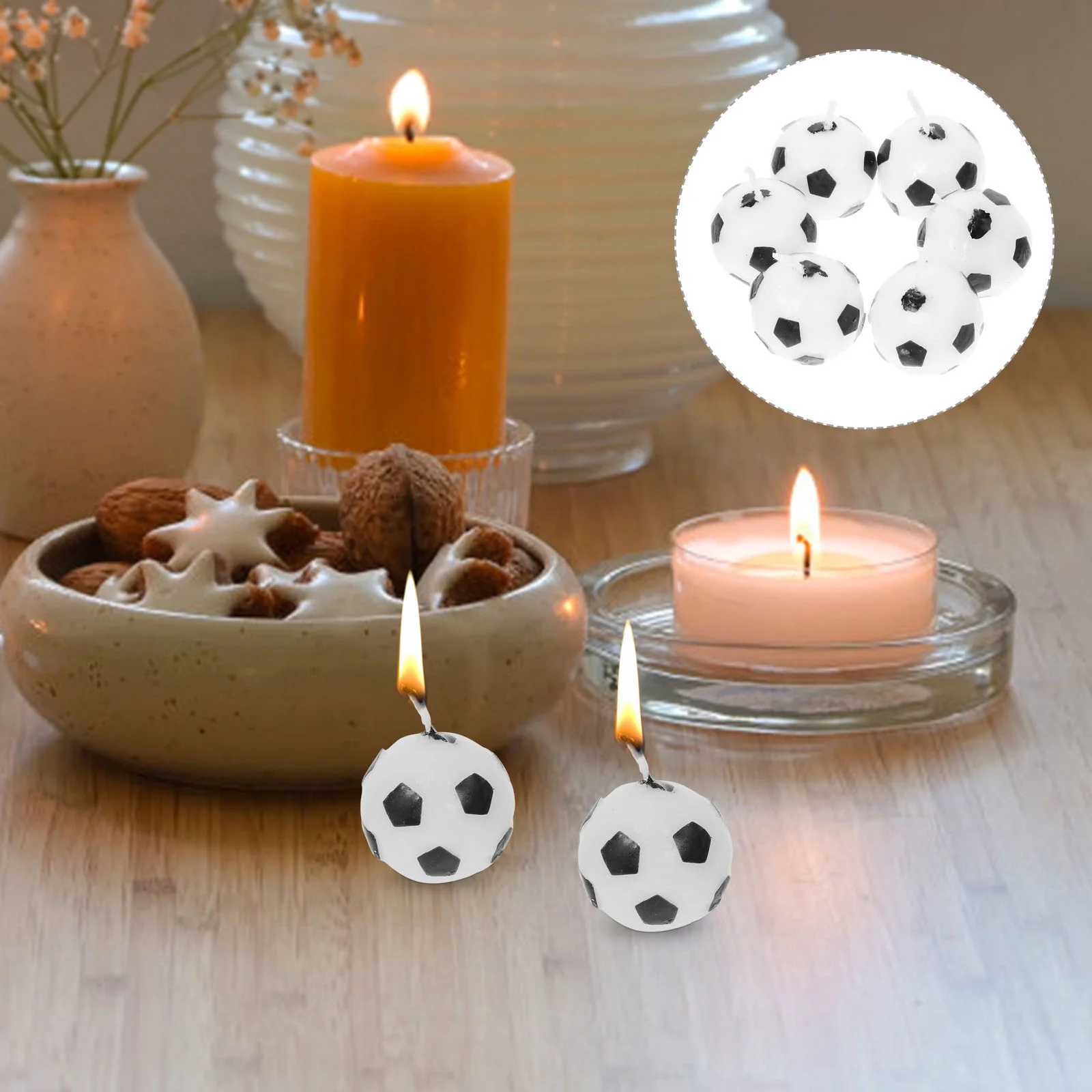 6 Pcs Football Candles for Birthday Party Supplies Soccer Wax Sports Event Decorations Wedding Anniversary Paraffin Candles W250704