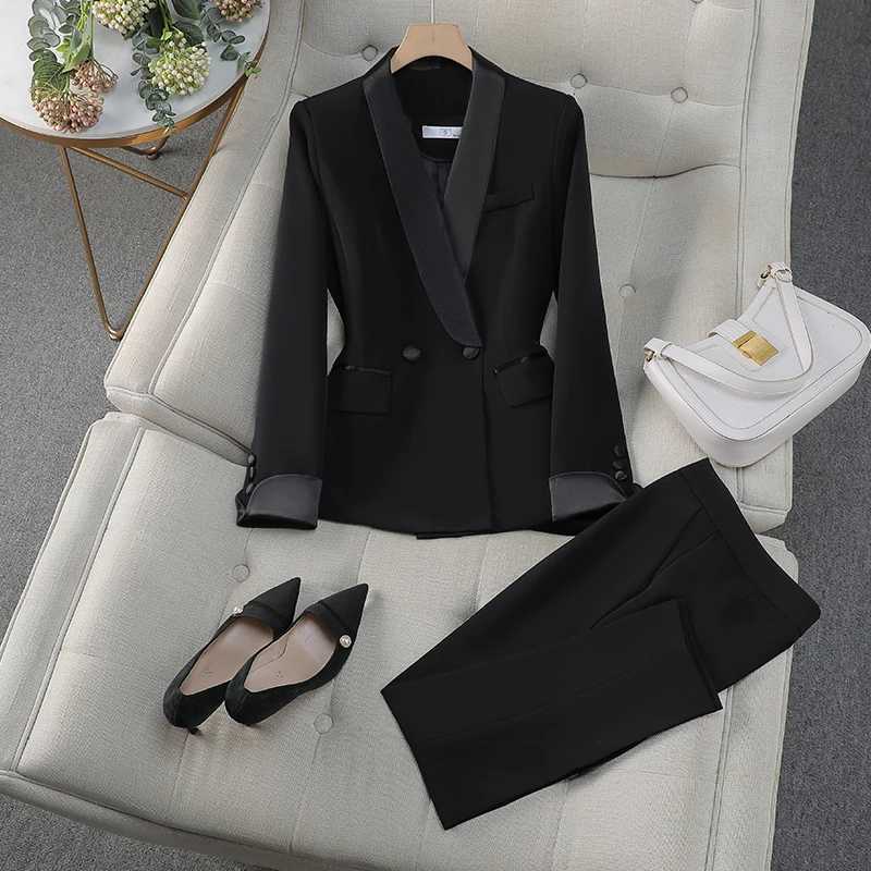 ZJYT Office Lady Hit Color Blazer Pants Sets for Women 2 Pieces Womens Suits Autumn Elegant Office Lady Work Outfit Trousers X250704