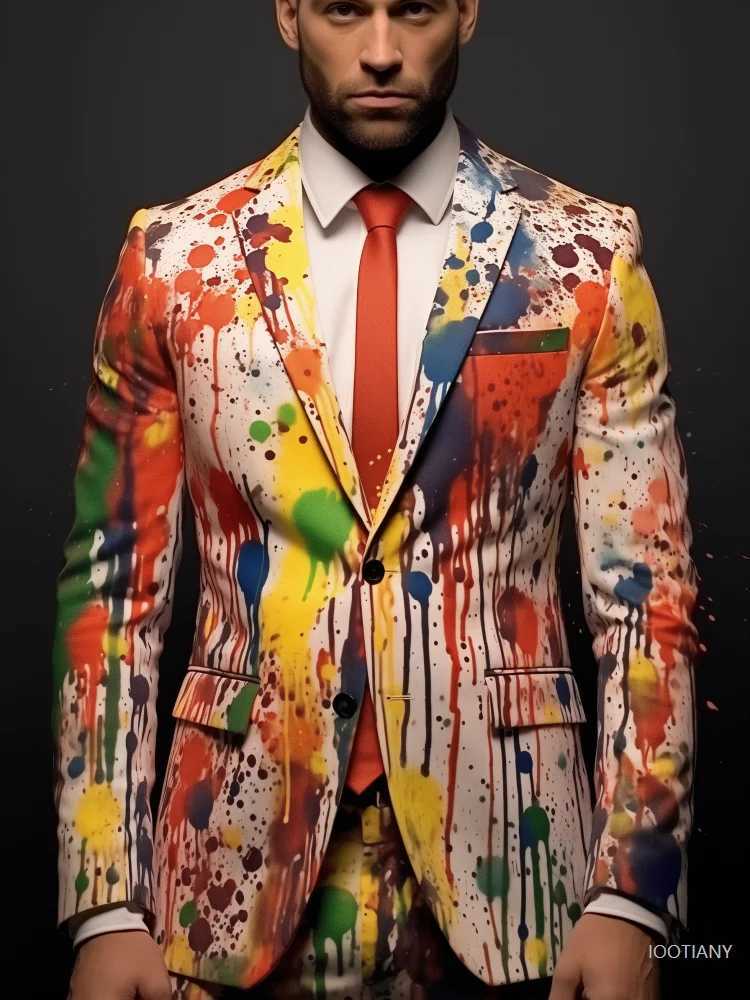 Fashion New Hawaiian Floral Print Suit Jacket Adult Gentleman Social Wedd Party Gown Men Slim Jacket Nightclub Stage Party Set X250704