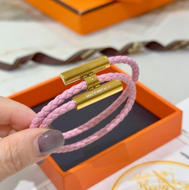 men women fashion charm bracelets unisex orange leather rope wristband genuine leather braided hand rope bracelet designer jewelry bracelets for elegant