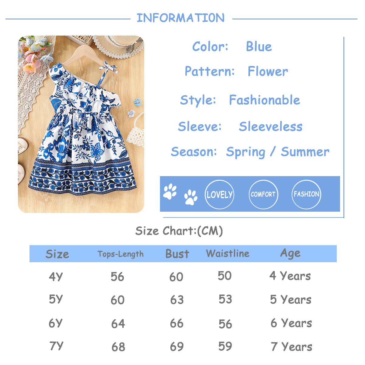 Girls' Fashion Leisure Vacation Ethnic Style Positioning Printed Lotus Leaf Edge Decorative Cloth Rules Single Side Bow Decorative Strap Dress Su