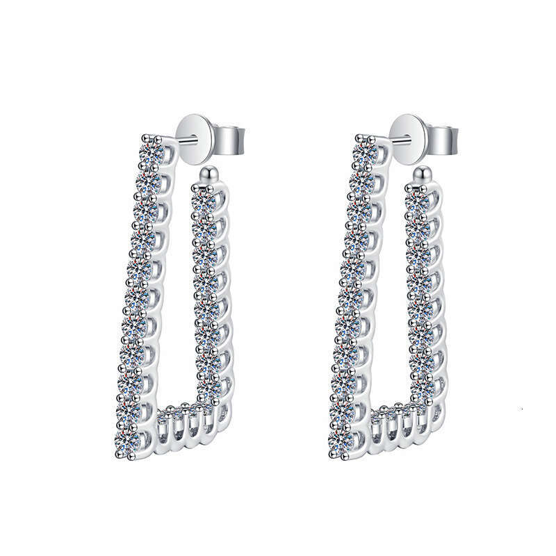 S925 Pure S925ier EarringS925 L-S925haped Light InS925 S925tyle Full Dia MoiS925S925anite S925tudS925 5ca