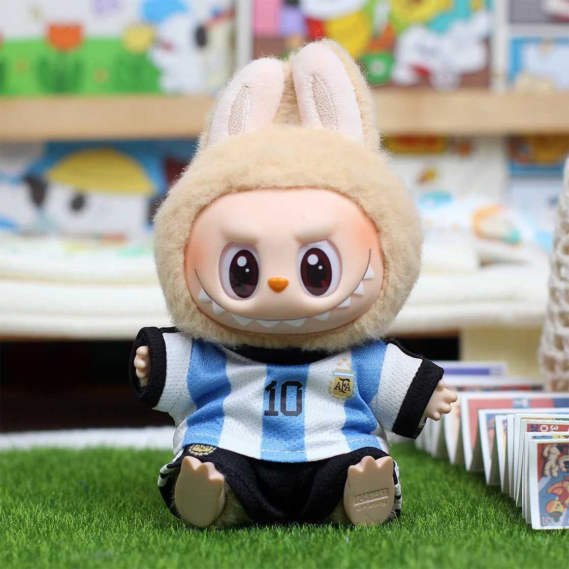 17cm Labubu Cloth Football No.10 Clothes V1V2 Labubu Doll Clothes Vinyl Pendant Doll Clothes Sportswear Gifts for Boys L250703