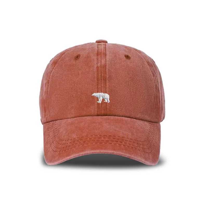 Summer Baseball Cap - Vintage Washed Polar Bear Print Korean Style Sun Hat for Students Breathable Adjustable Trendy Snapback X250704
